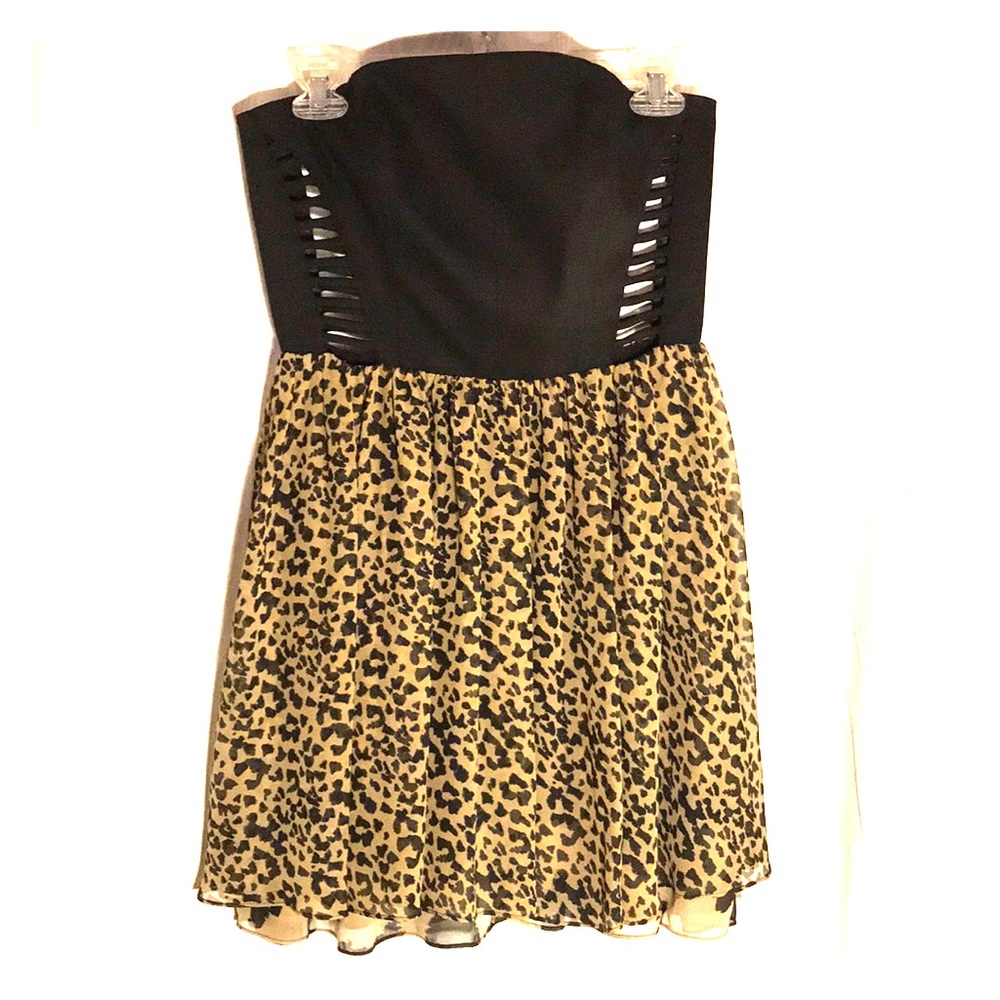 RACHEL Rachel Roy Leopard strapless cutout dress
